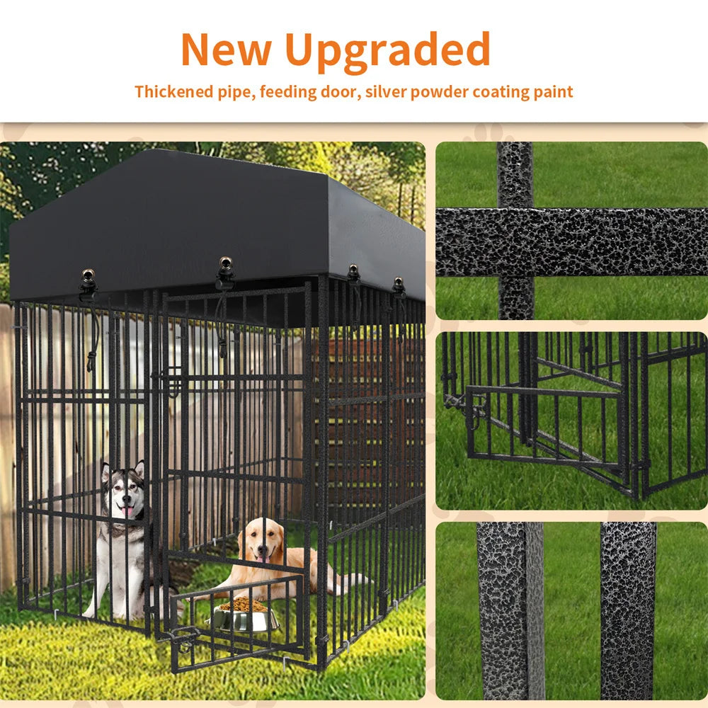 Heavy Duty Large Dog Kennel Welded Metal Playpen With Roof