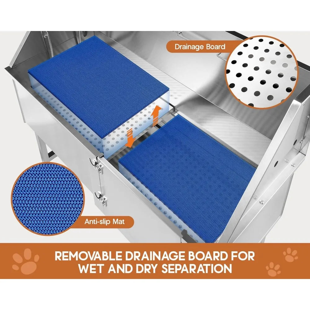 Albott 50 Inch Stainless Steel Dog Washing Station AntiSlip