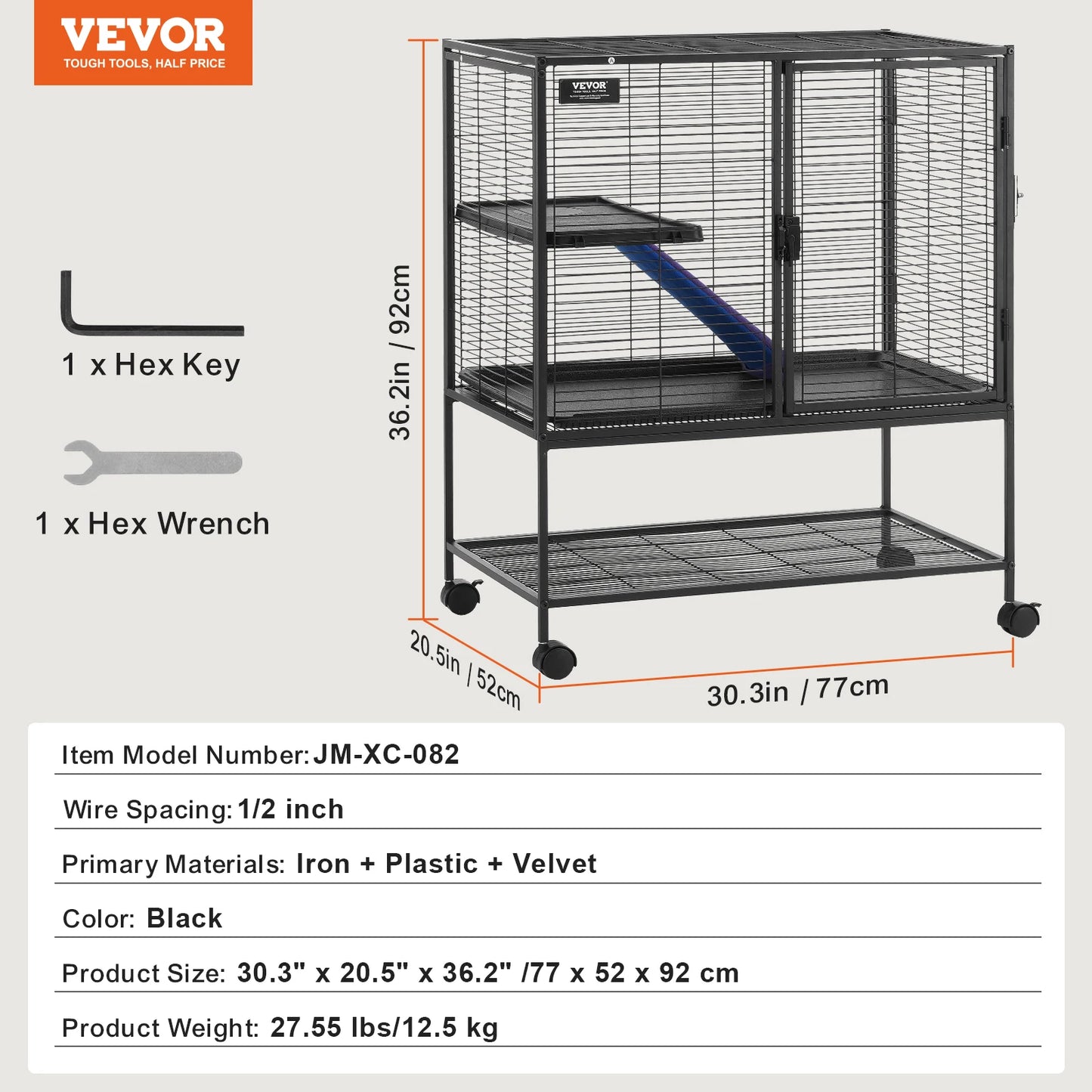 SucceBuy 64.6 Inch Rolling Metal Ferret Cage 4 Tier