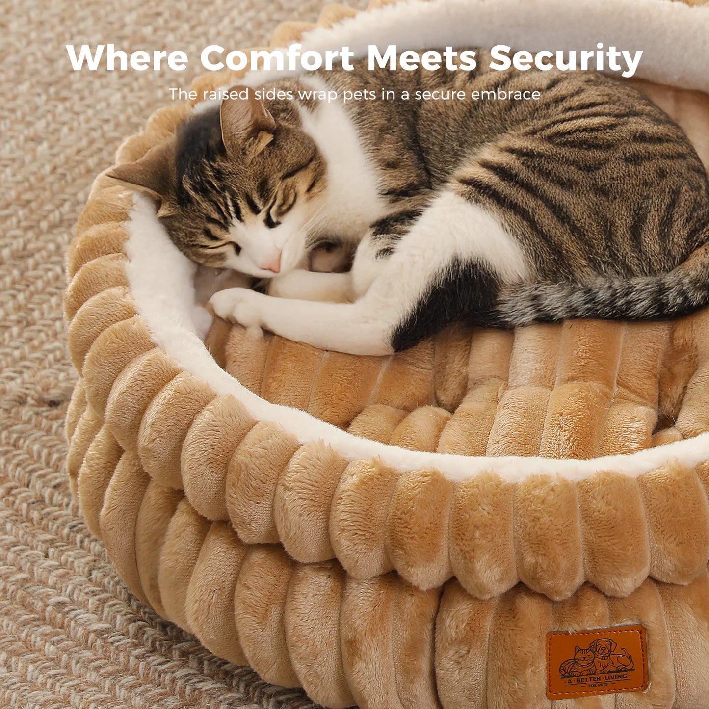 Cozy Round Pet Bed For Dogs And Cats With Anti Slip Bottom