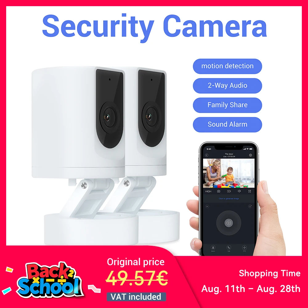 2PC Ease Life APP Indoor Security Camera 1080P Pet Cam