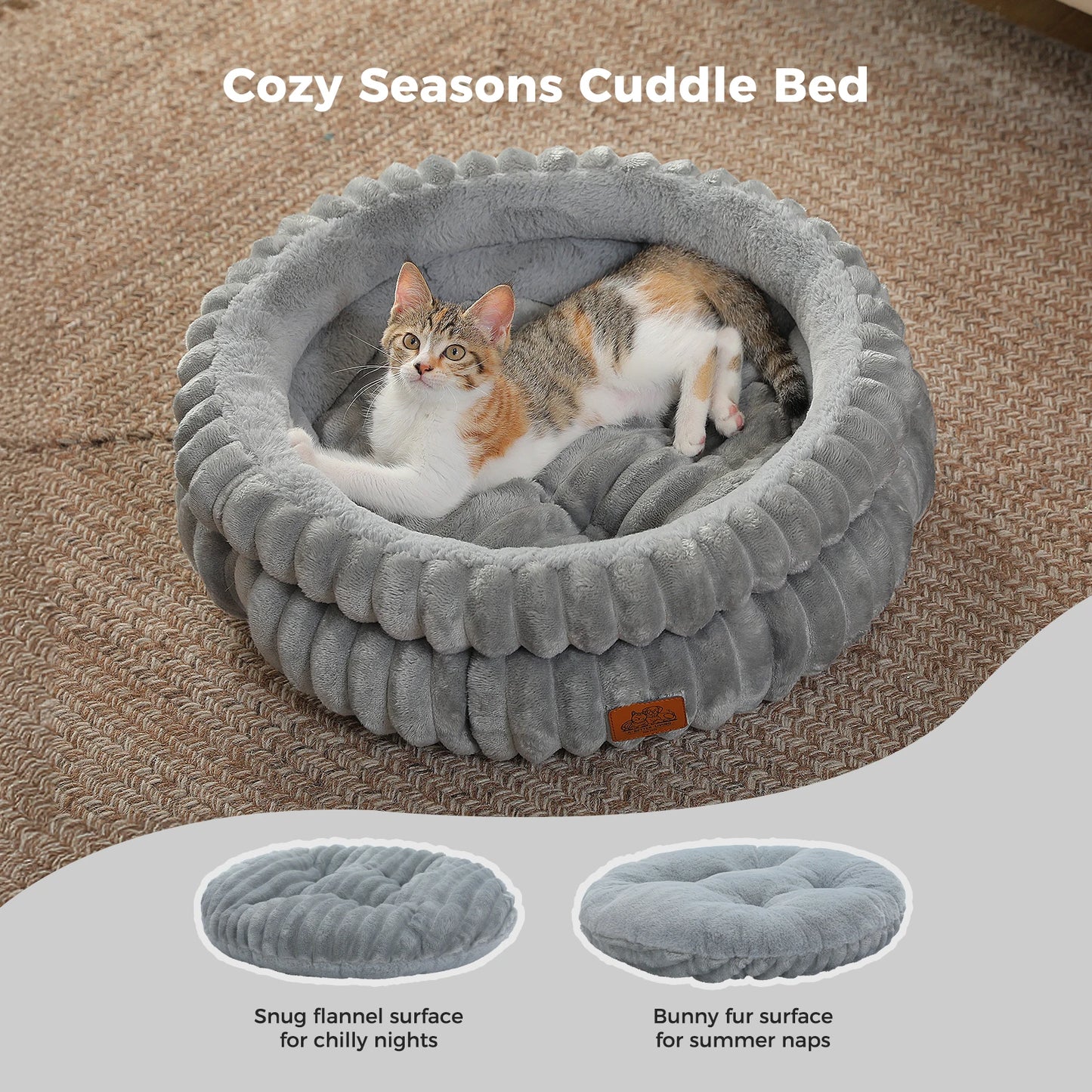 Cozy Round Pet Bed For Dogs And Cats With Anti Slip Bottom