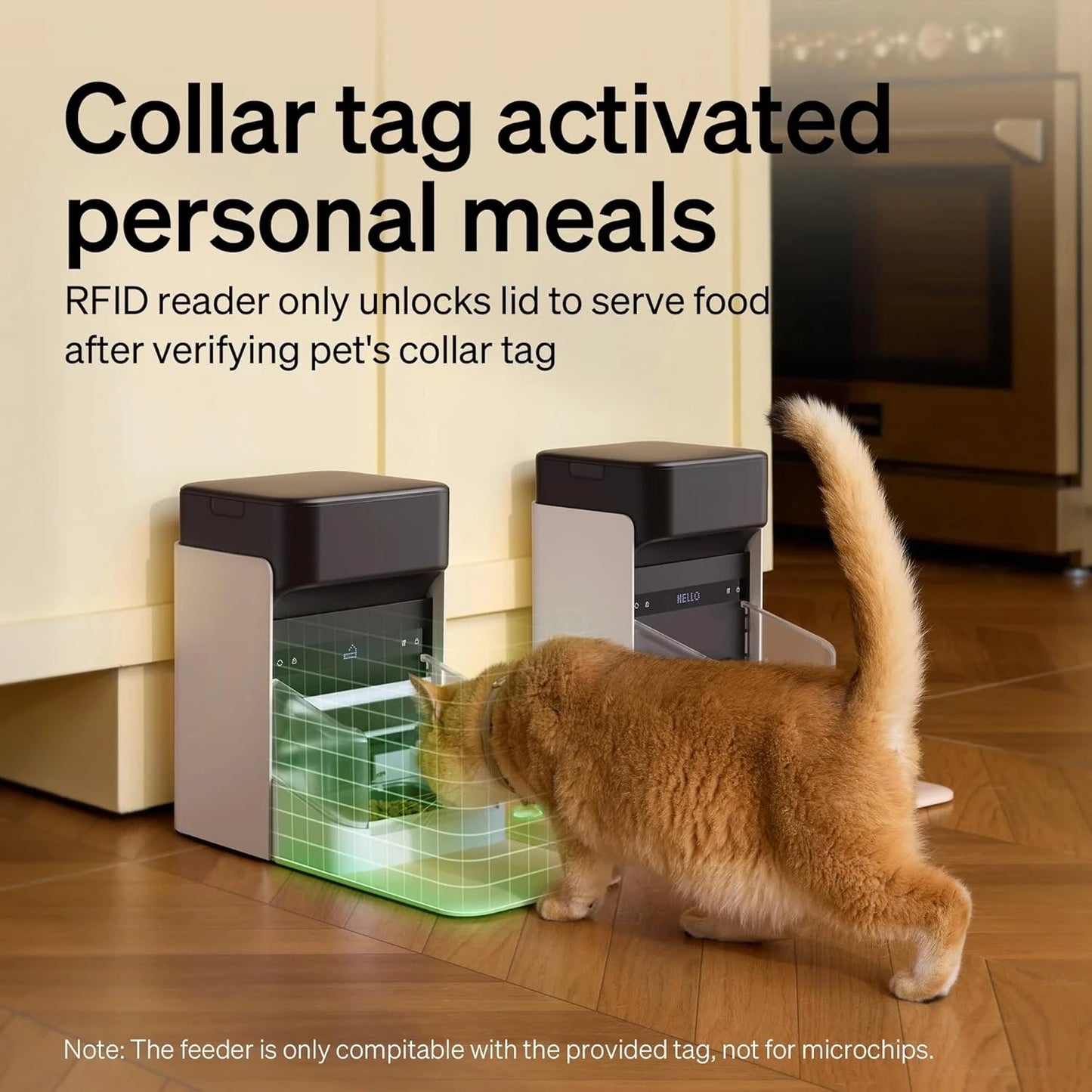 Upgraded RFID Automatic Cat Feeder 3L With Light Collar Tag