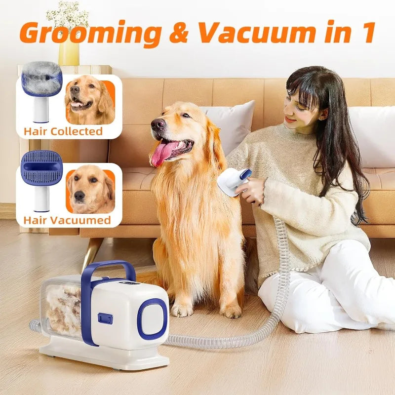 Dog Grooming Kit With Low Noise Vacuum And Shedding Brush