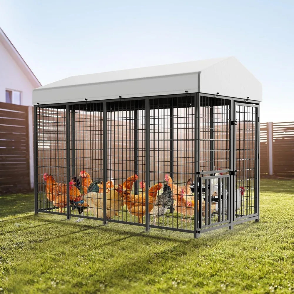 Large Metal Chicken Coop Walk In Fifteen Chickens 8x4x5.6