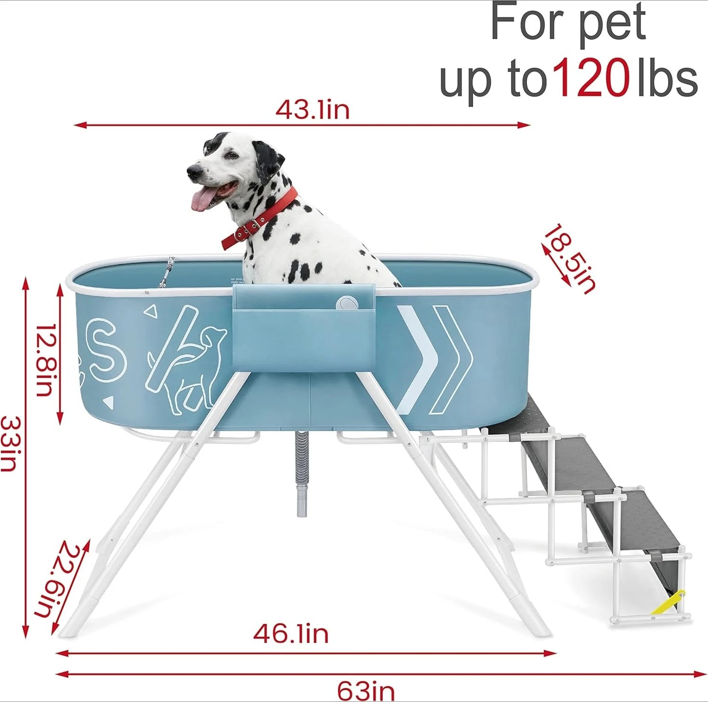 Big Dipper Elevated Portable Dog Bath Tub With Stairs