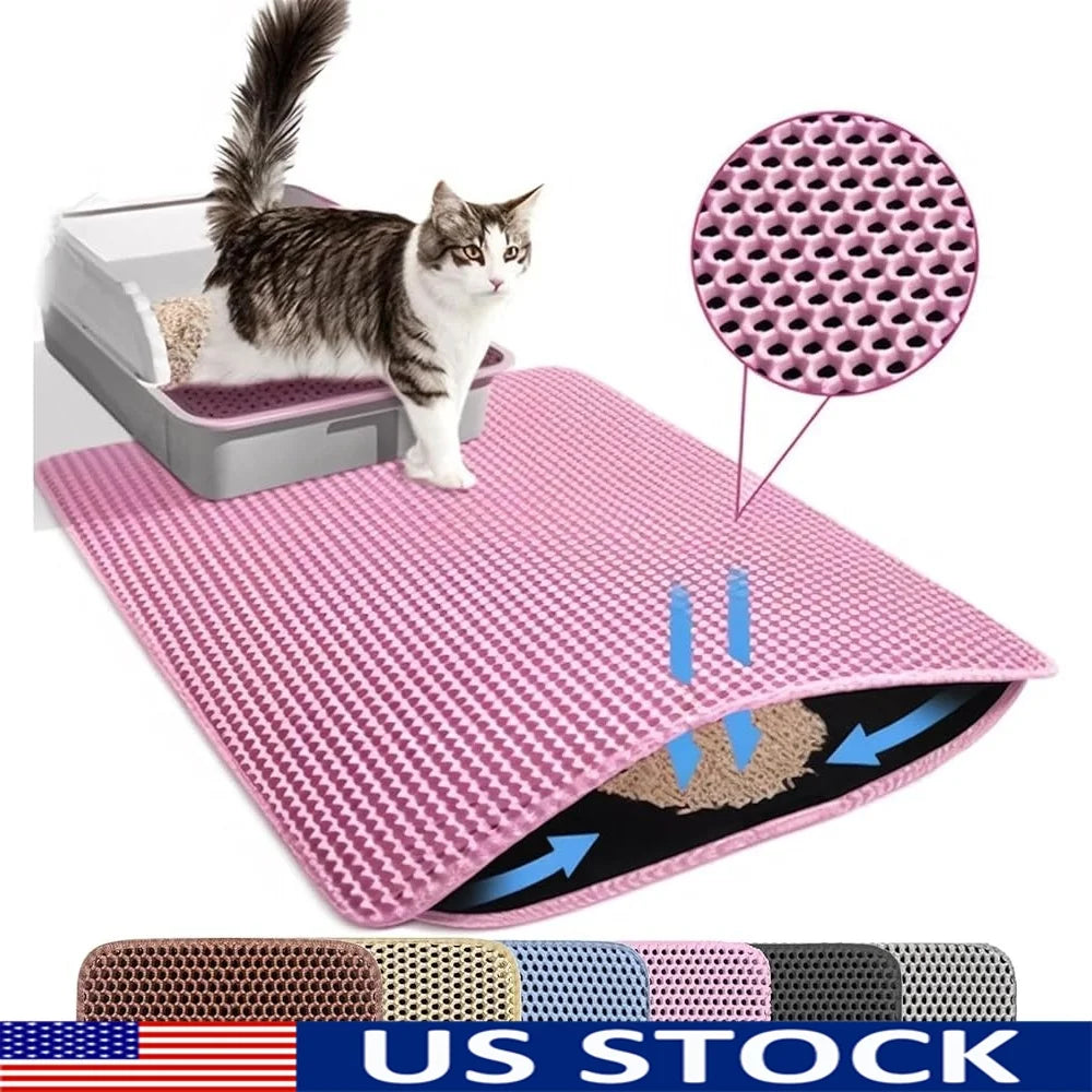 Large Cat Litter Mat Double Layer Honeycomb Waterproof
