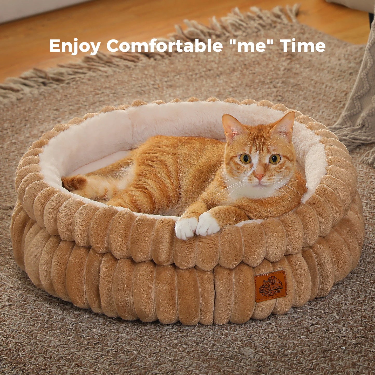 Cozy Round Pet Bed For Dogs And Cats With Anti Slip Bottom