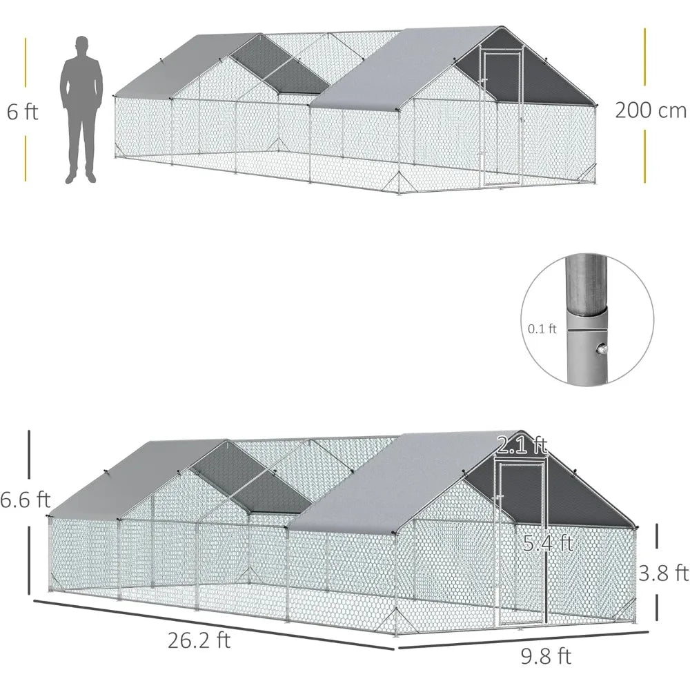 Large Metal Chicken Coop Walk In Fence With UV Cover