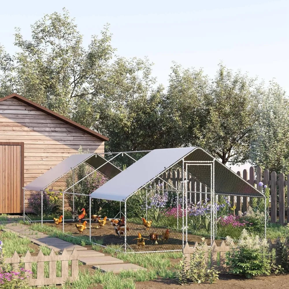 Large Metal Chicken Coop Walk In Fence With UV Cover