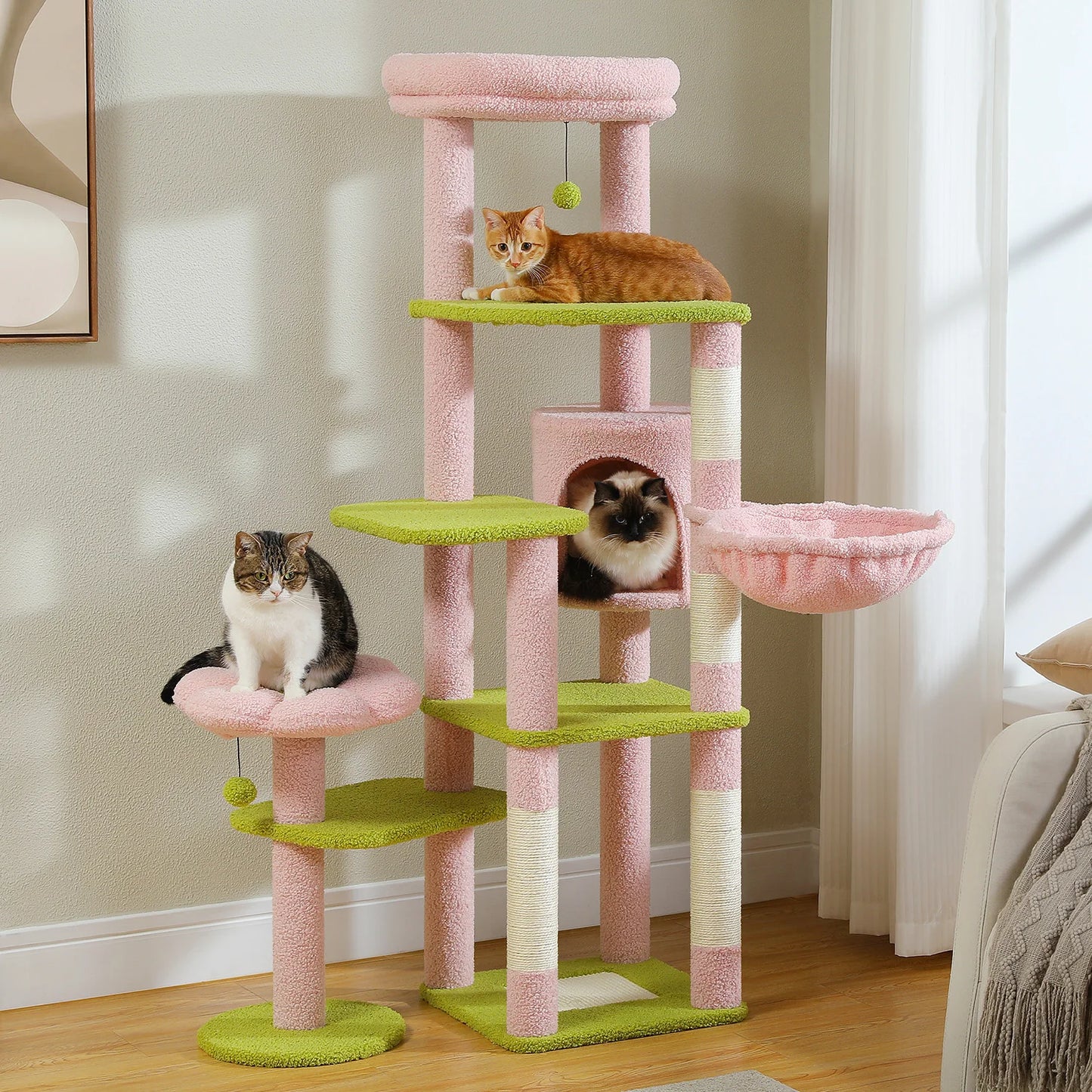 Multi Level Cat Tree With Scratching Post And Large Perches