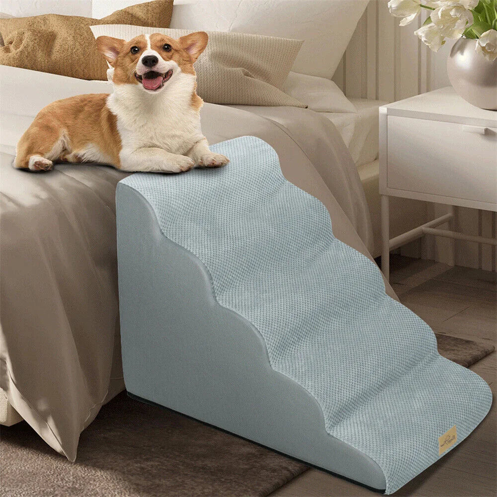 Dog Ramp 5 Step Pet Stairs For High Beds And Sofa Foam