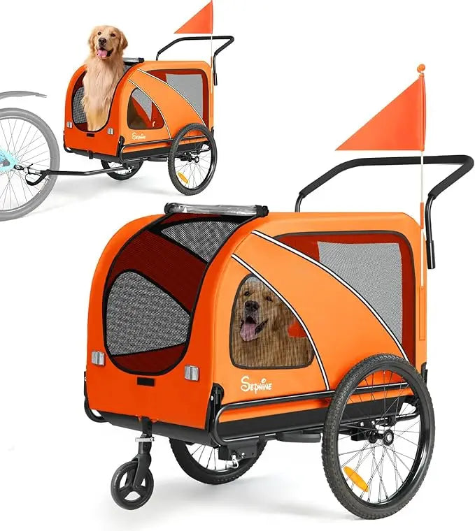 Dog Bike Trailer 88 Lbs Folding 2 In 1 Pet Stroller Carrier