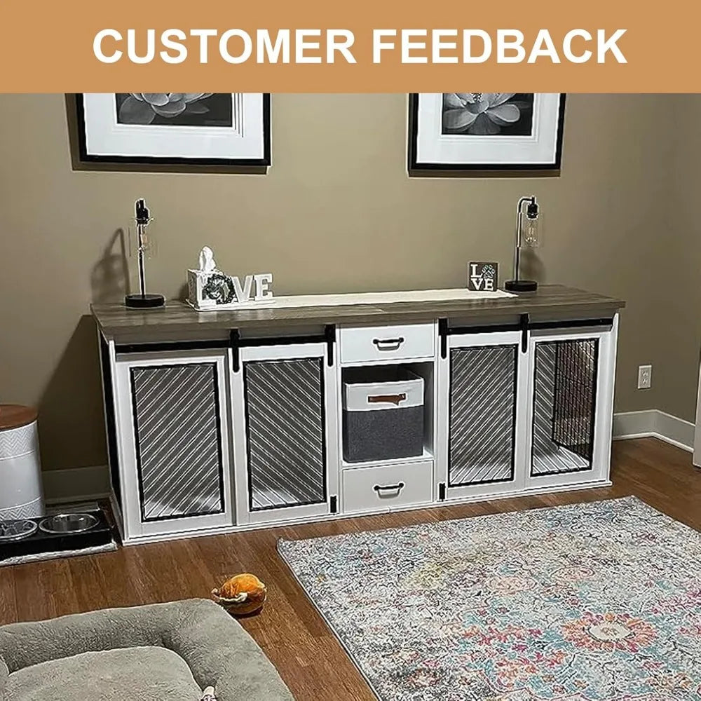 Extra Large Dog Crate 85 Inch Sliding Door Double Kennel