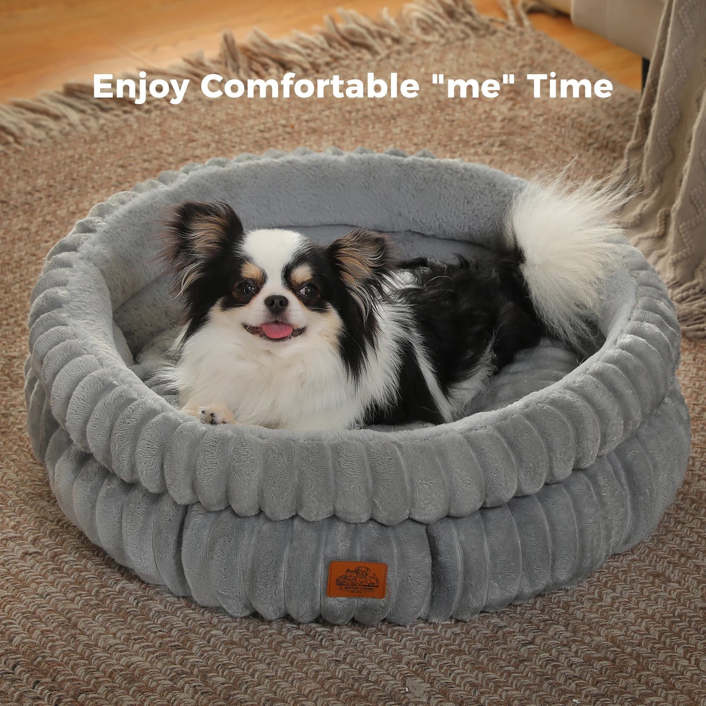 Cozy Round Pet Bed For Dogs And Cats With Anti Slip Bottom
