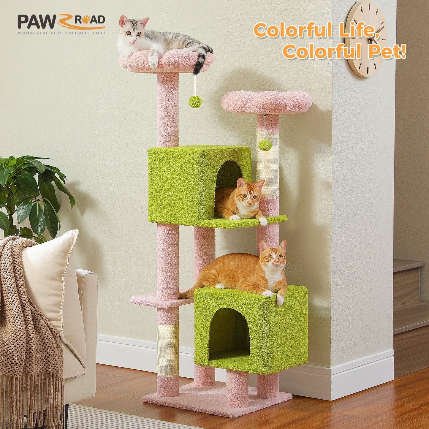 Multi Level Cat Tower For Indoor Cats With Scratching Posts
