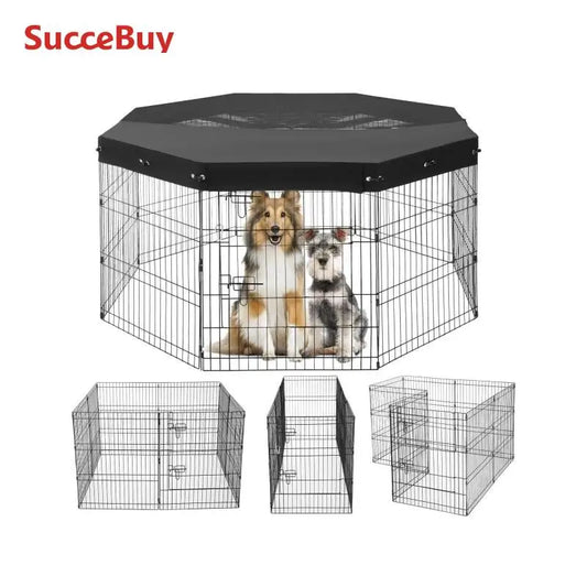 VEVOR Foldable Metal Dog Playpen With Top Cover Indoor Use