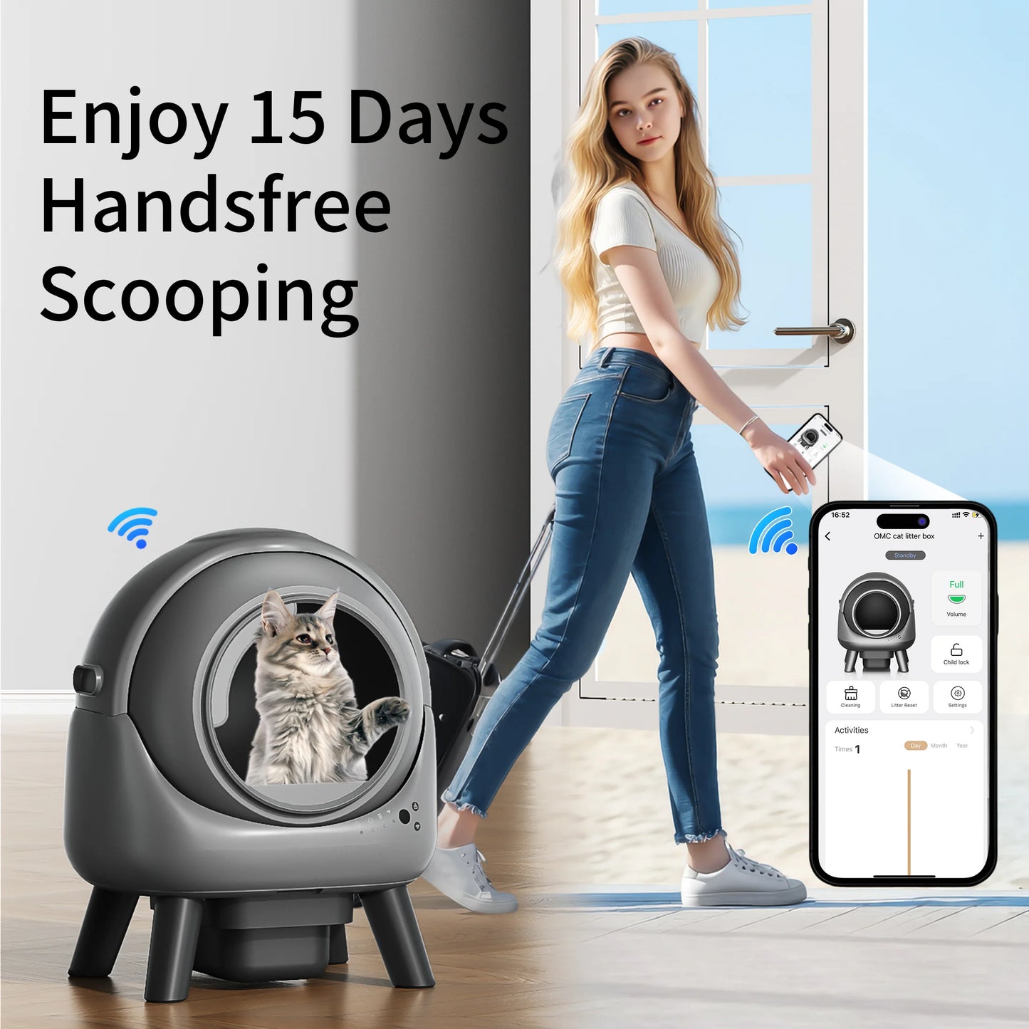 Self Cleaning Litter Box Automatic For Multi Cats With App