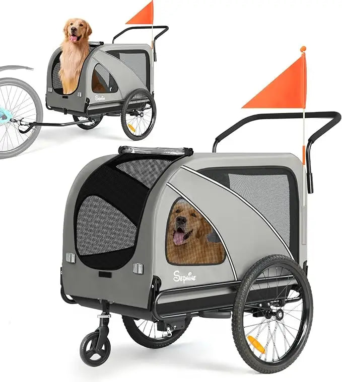 Dog Bike Trailer 88 Lbs Folding 2 In 1 Pet Stroller Carrier