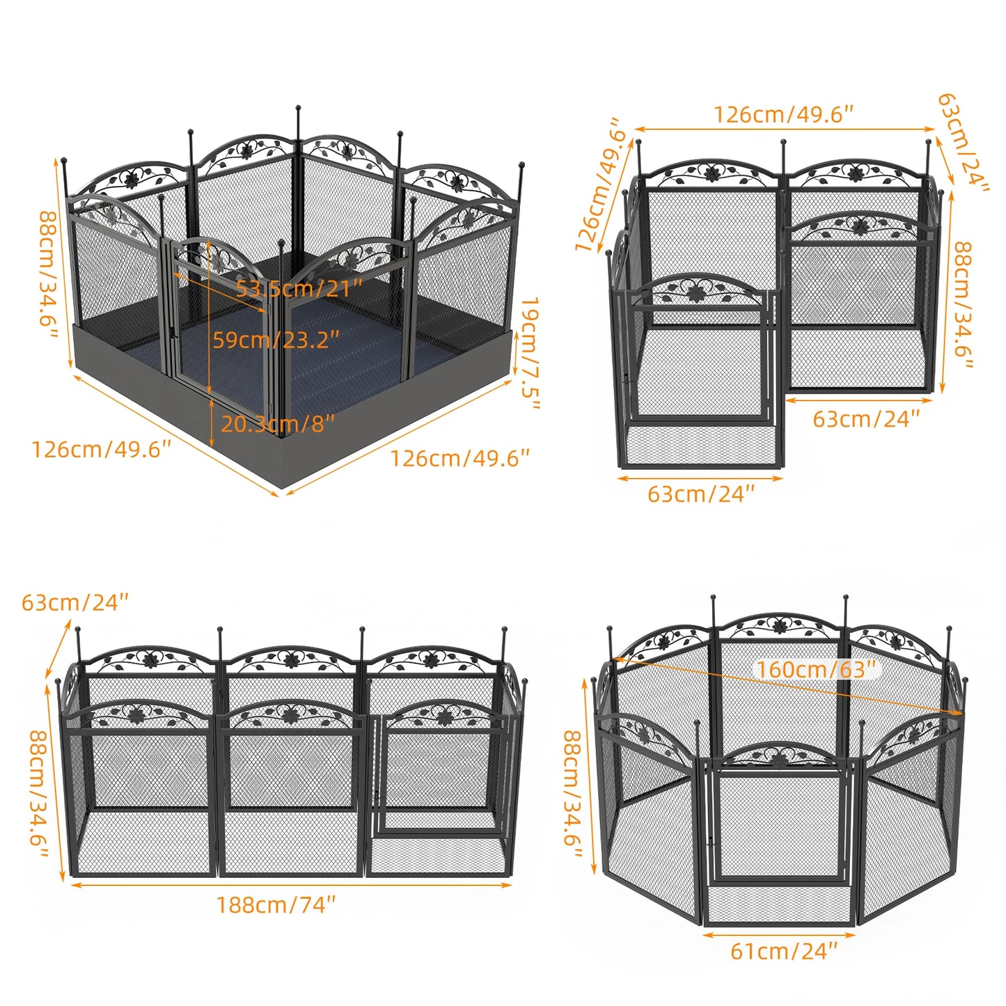 Heavy Duty 8 Panel Dog Playpen for Indoor Outdoor Use