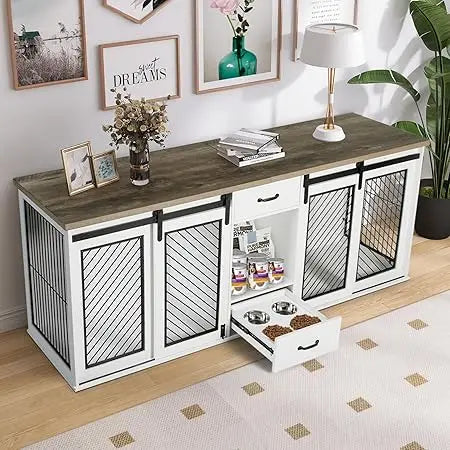 Extra Large Dog Crate 85 Inch Sliding Door Double Kennel