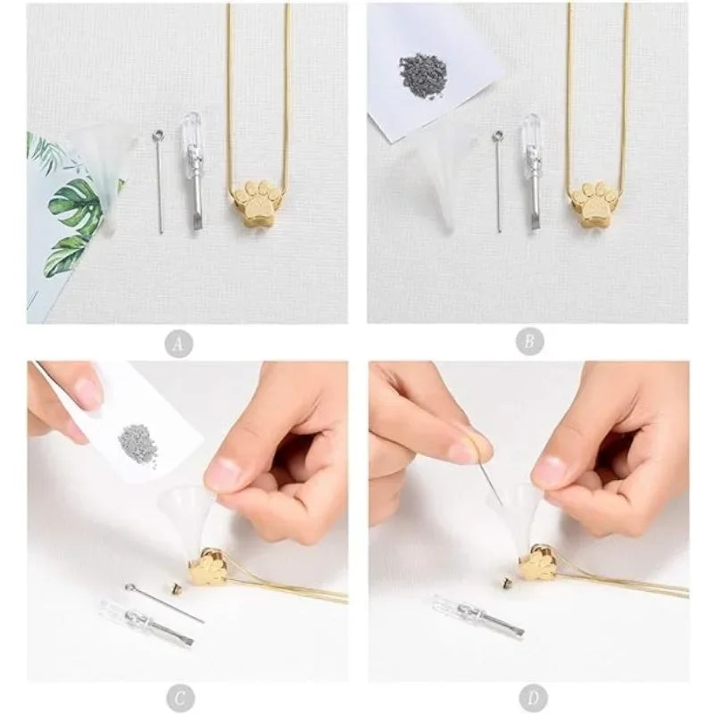 Pet Ashes Necklace Claw Print Commemorative Pendant Box