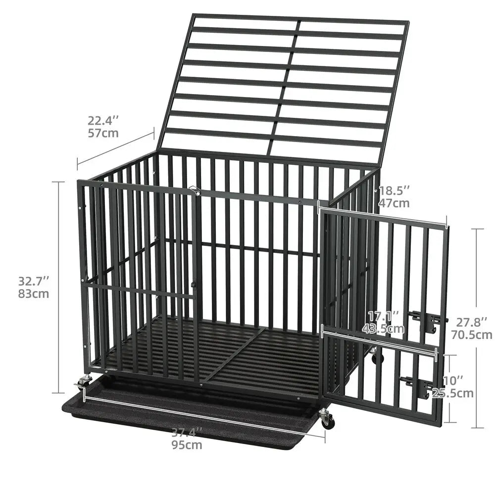 Heavy Duty Tough Dog Crate With Wheels Escape Proof