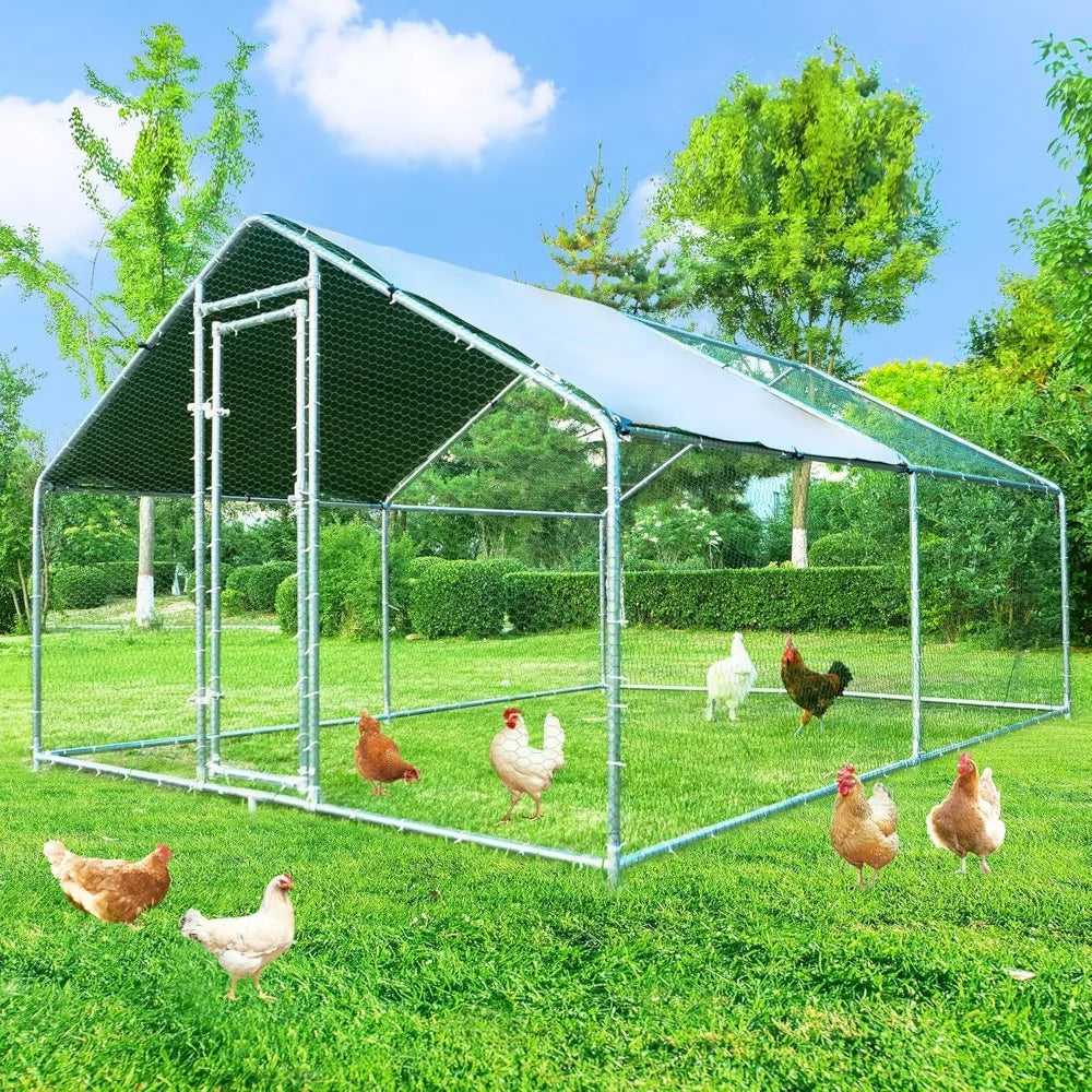 Large Metal Chicken Coop With Cover Outdoor Pet Pens