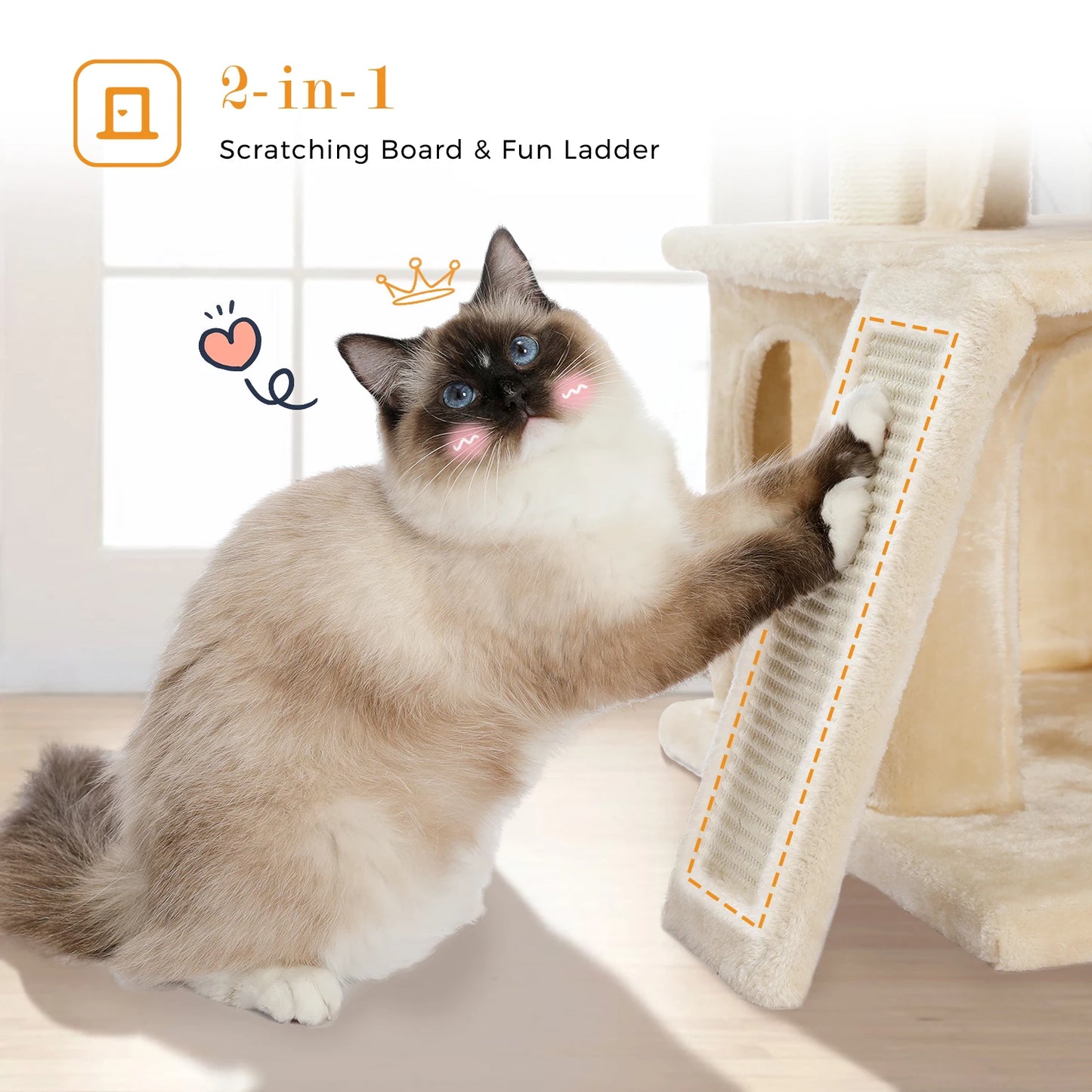 Small Cat Tree Tower Scratching Pad Two Large Indoor Condos