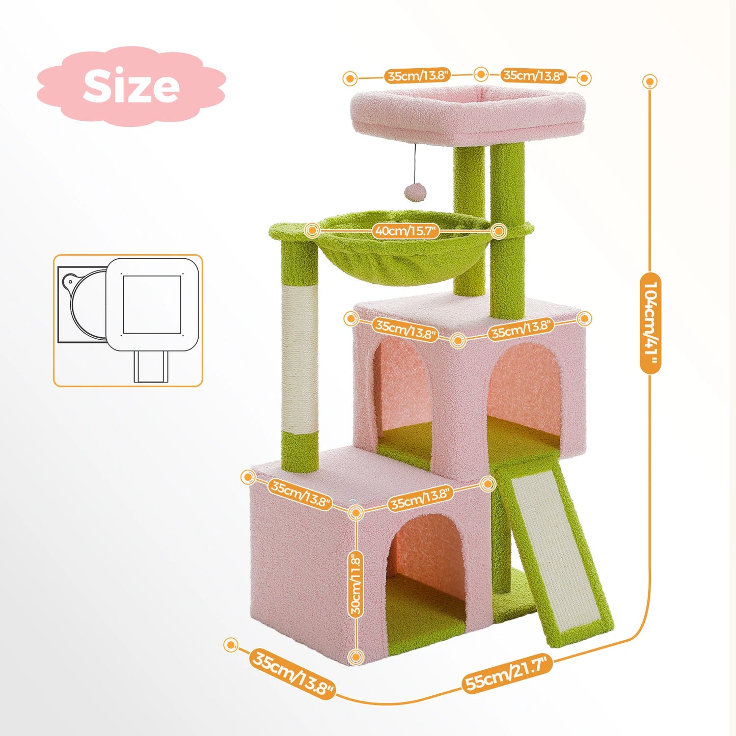 Large Cat Tree For Indoor Cats With Sisal Scratching Pad