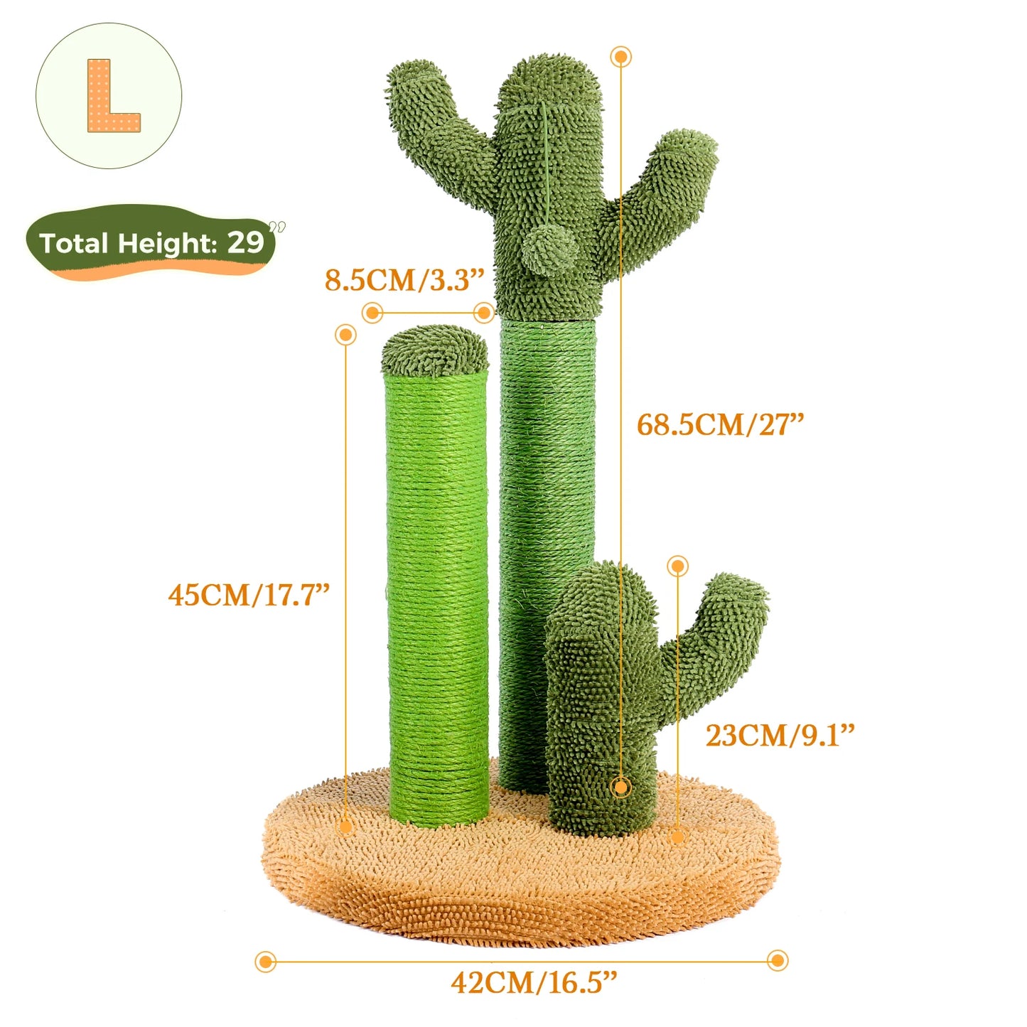 Cactus Cat Scratching Post With Natural Sisal Rope And Ball