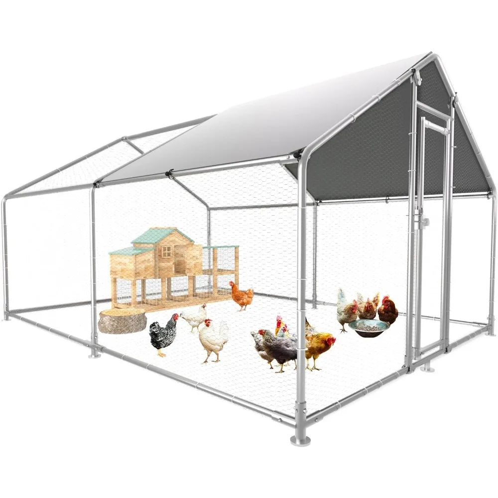 Large Metal Chicken Coop With Cover Outdoor Pet Pens