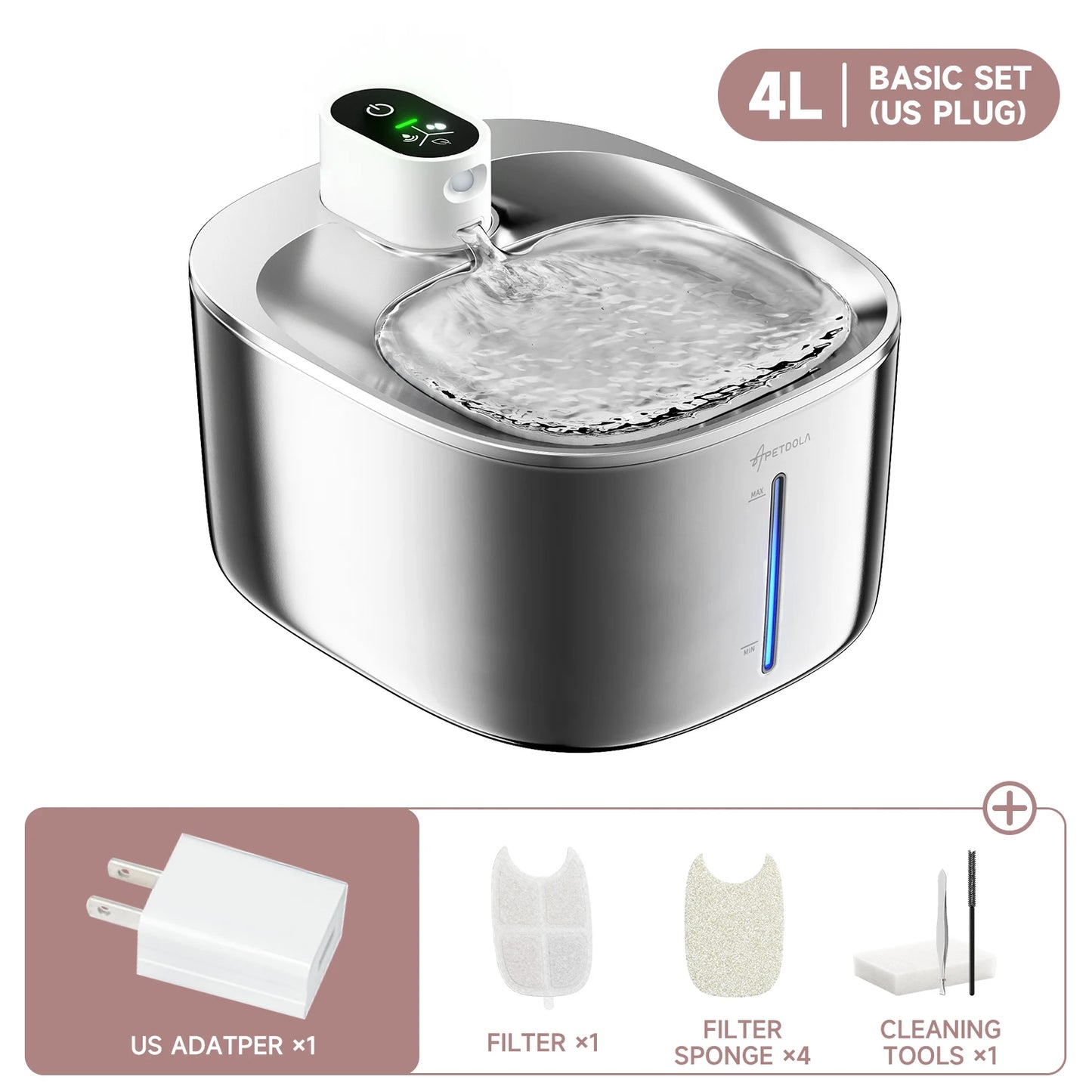 APETDOLA 4L Wireless Cat And Dog Water Fountain Auto Sensor