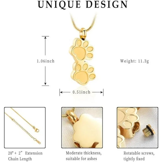 Pet Ashes Necklace Claw Print Commemorative Pendant Box