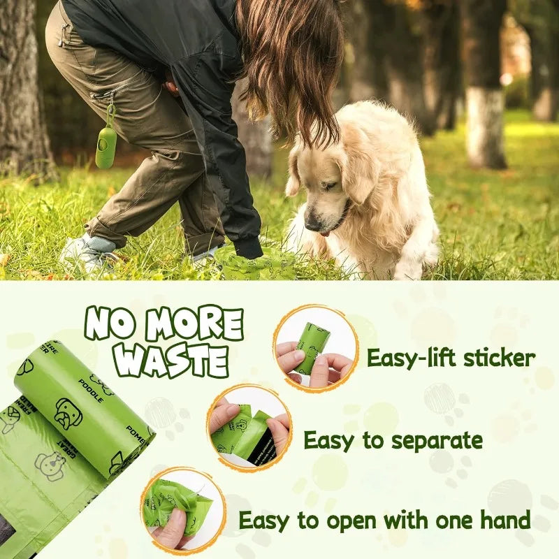 Dog Poop Bag Set With Dispenser Leash Clip Thick Waste Bags