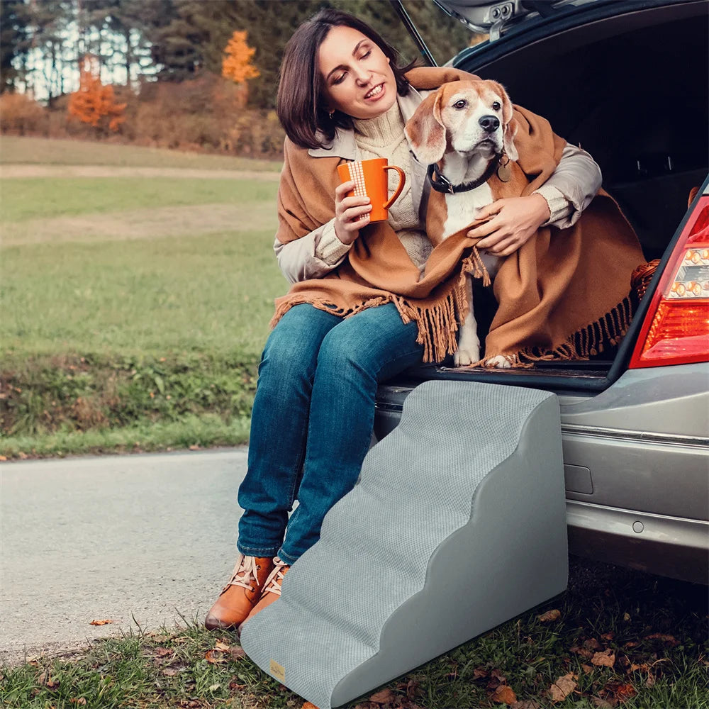Dog Ramp 5 Step Pet Stairs For High Beds And Sofa Foam