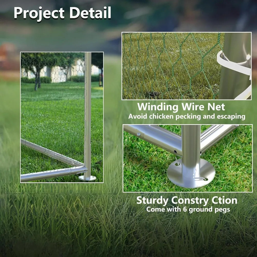 Walk In Spire Shaped Metal Chicken Coop Waterproof Cover