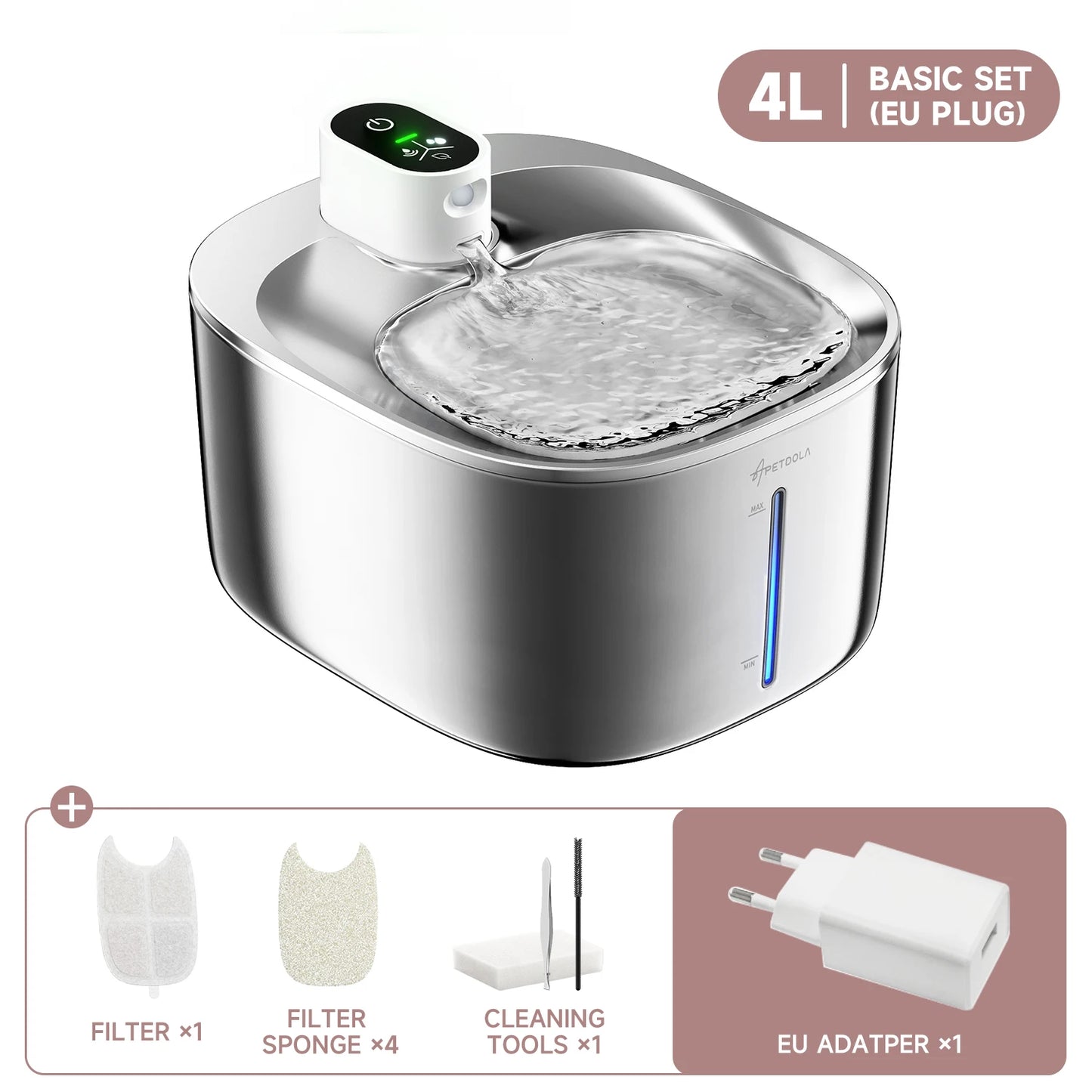 APETDOLA 4L Wireless Cat And Dog Water Fountain Auto Sensor