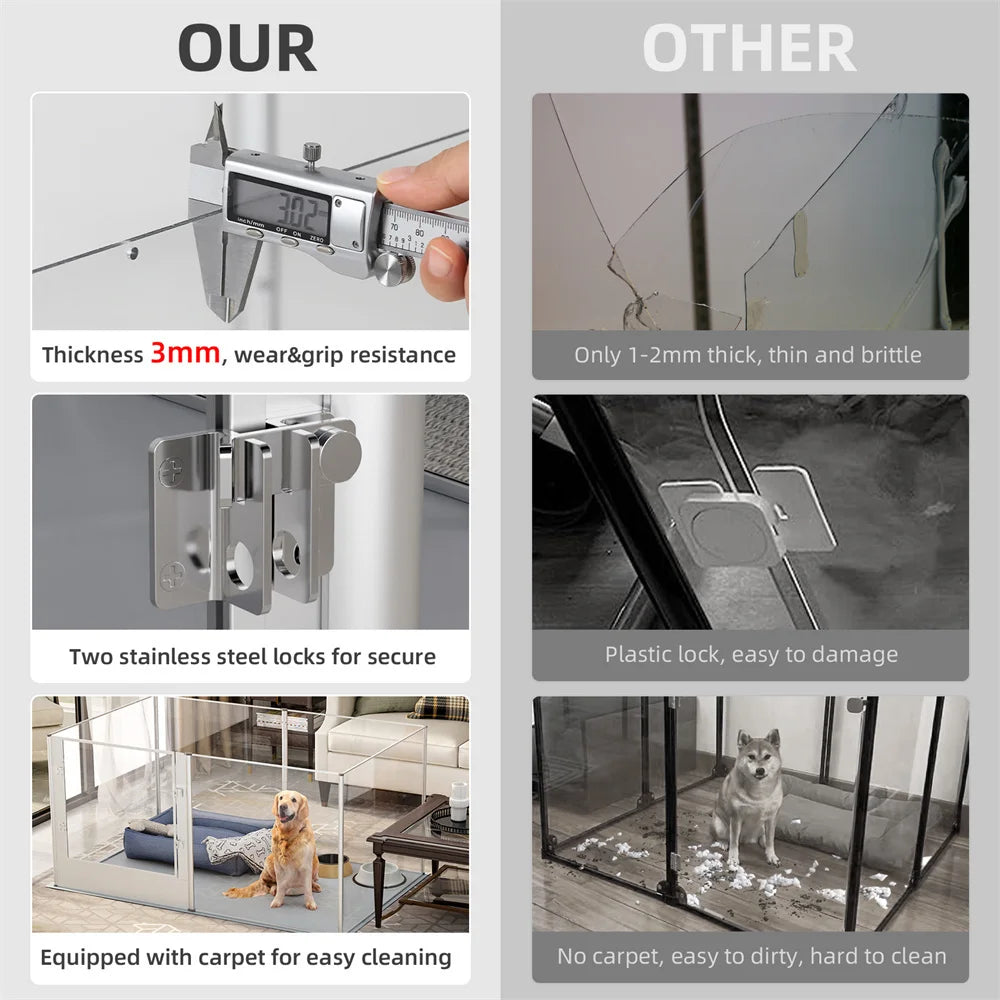 Heavy Duty Large Acrylic Dog Playpen With Waterproof Pad