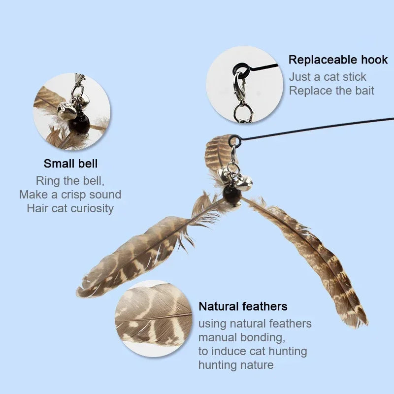 Pet Head Rod Wire Cat Toys Teaser Replaceable Head