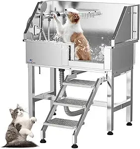 Stainless Steel Dog Wash Station 34 Inch Sliding Door