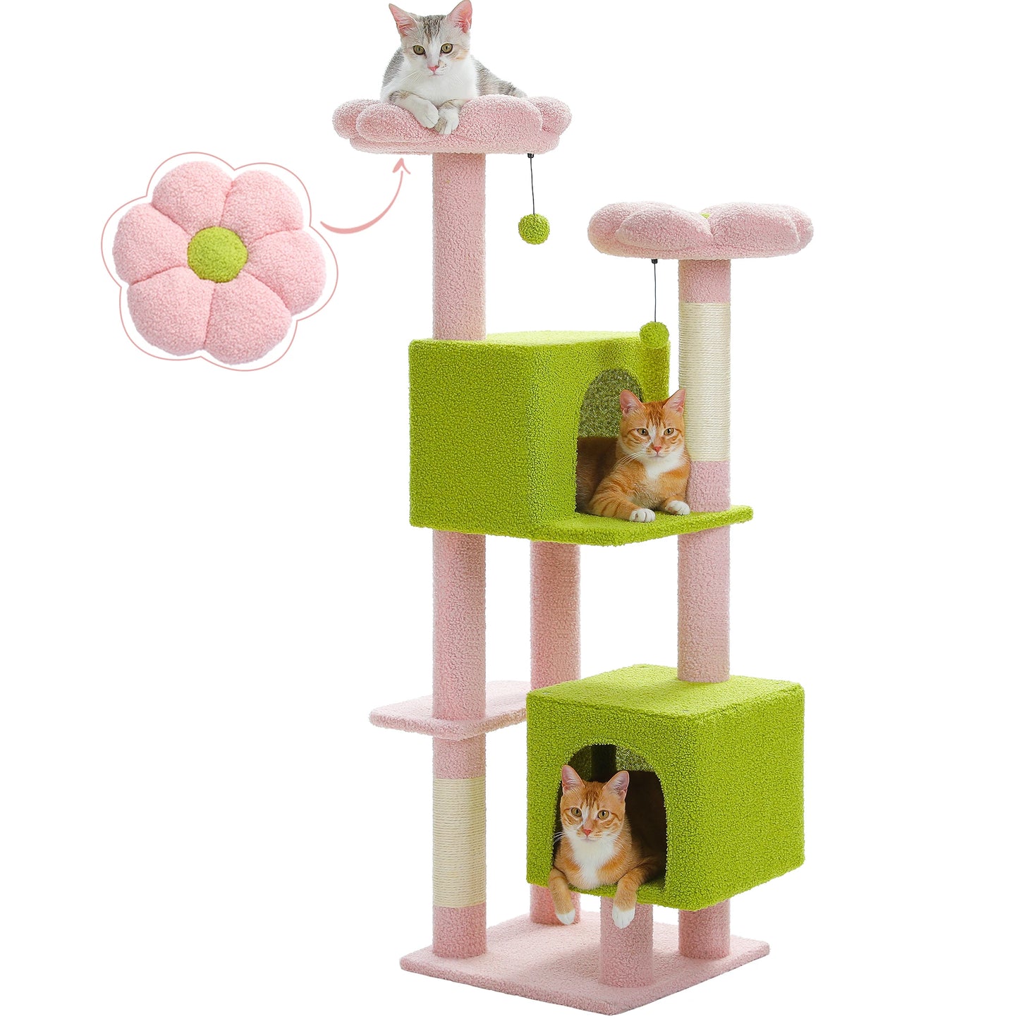 Multi Level Cat Tower For Indoor Cats With Scratching Posts
