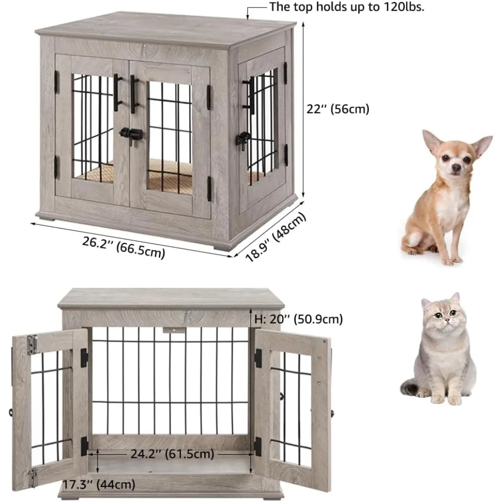 Furniture Style Dog Crate End Table With Double Doors
