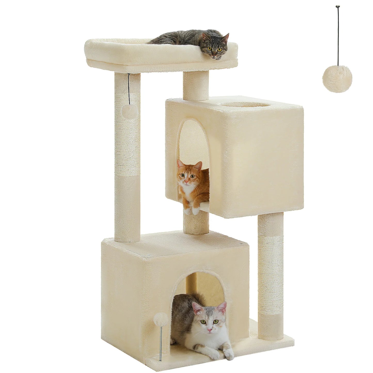 Multi Level Cat Tree With Two Condos And Scratching Posts