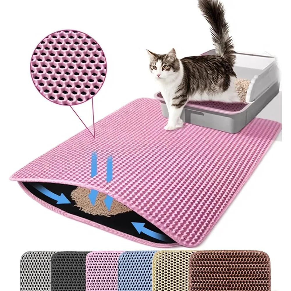 Large Cat Litter Mat Double Layer Honeycomb Waterproof