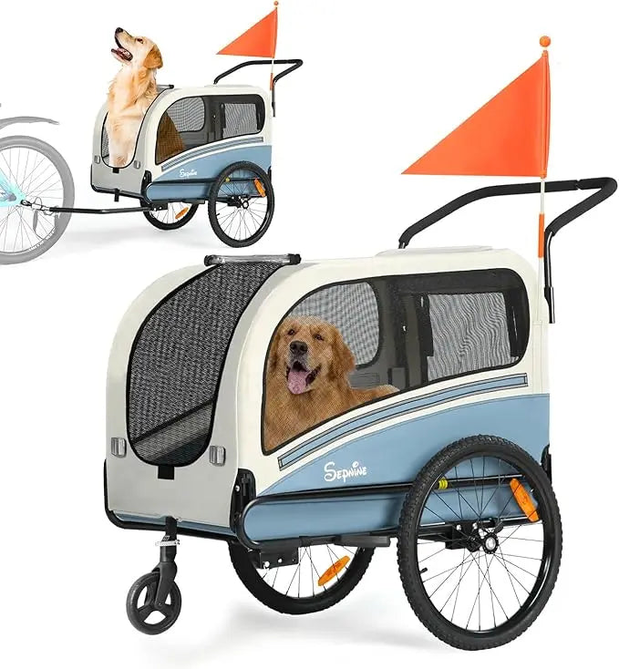 Dog Bike Trailer 88 Lbs Folding 2 In 1 Pet Stroller Carrier
