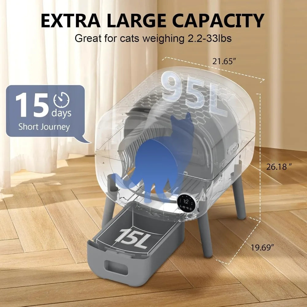 Self Cleaning Litter Box 95 Liter Automatic Cat App Control