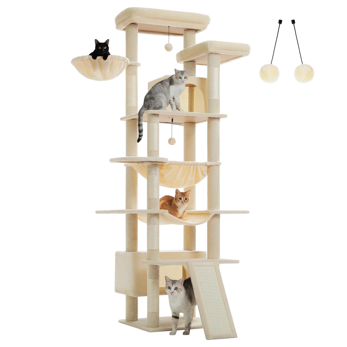 Multi Level Cat Tree Tower With Sisal Posts And Hammock