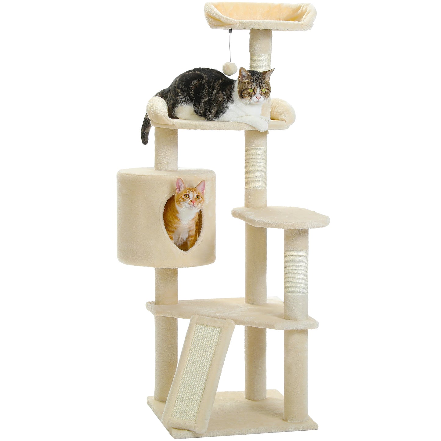 51 Inch Multi Level Cat Tree With Scratching Ramp For Cats