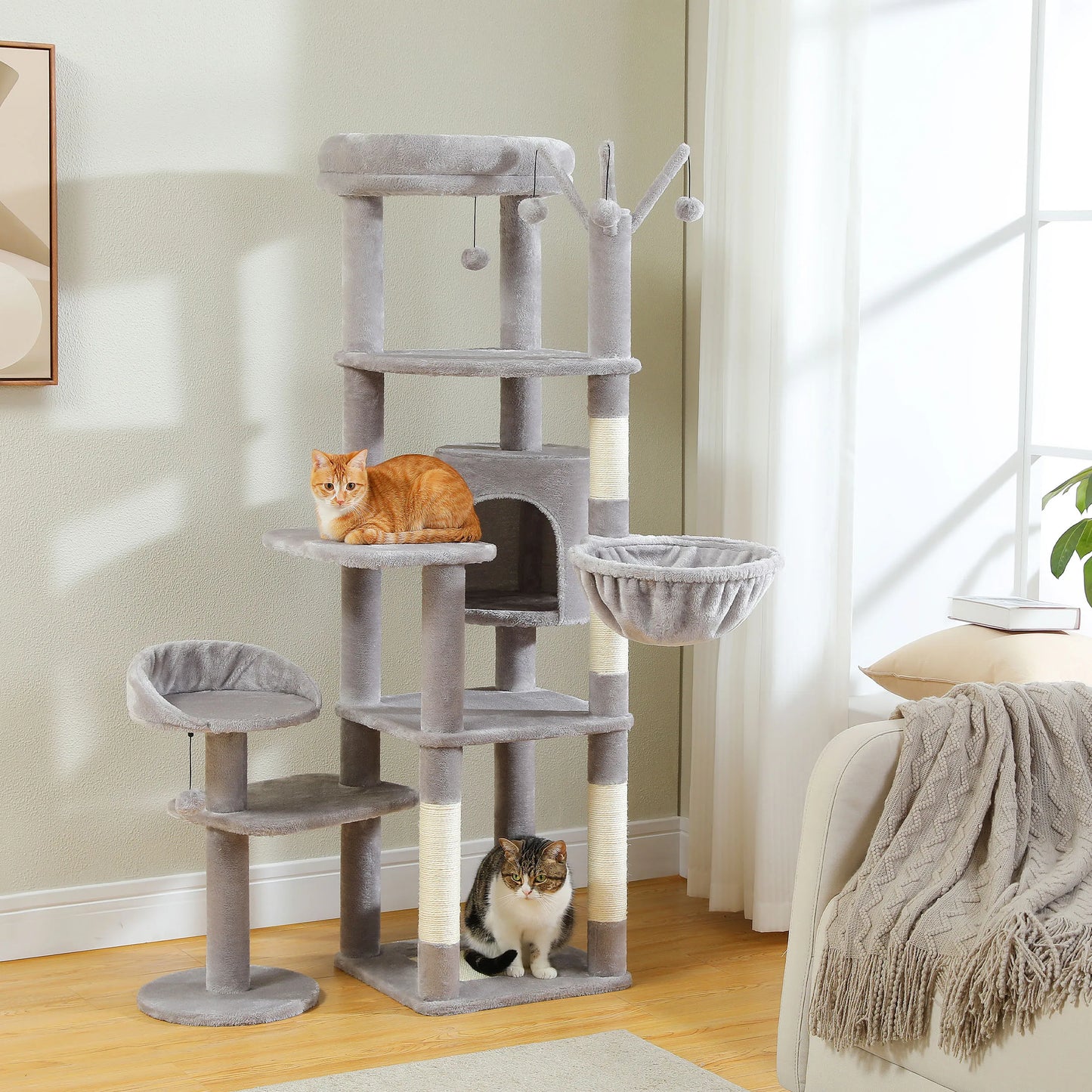 Multi Level Cat Tree With Scratching Post And Large Perches